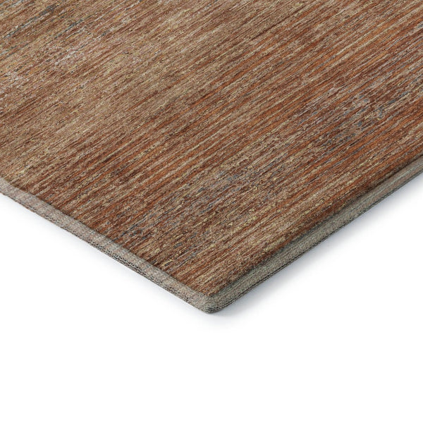 HomeRoots 9' X 12' Stylish Copper Ivory & Gray Striped Washable Area Rug with UV Protection for Any Space 692618