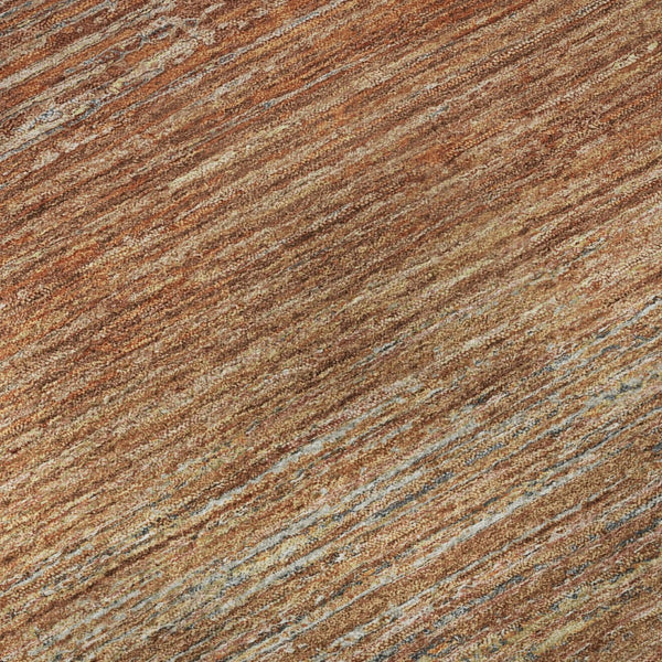 HomeRoots 9' X 12' Stylish Copper Ivory & Gray Striped Washable Area Rug with UV Protection for Any Space 692618