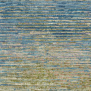 HomeRoots 5' X 8' Denim Blue & Olive Green Striped Washable Area Rug - UV Protected, Durable & Stylish Design 692621