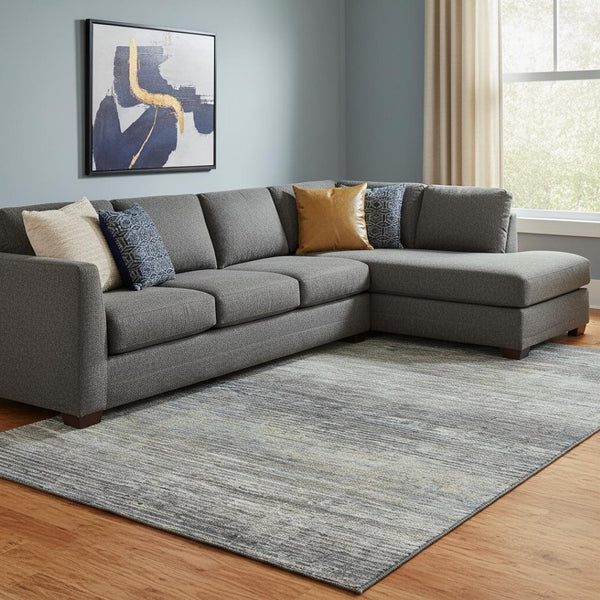 HomeRoots 8' Stylish Granite Gray & Silver Striped Washable Area Rug with UV Protection for Busy Homes 692629