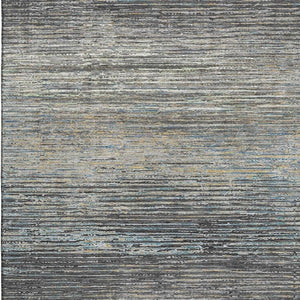HomeRoots 10' Granite Gray & Silver Striped Washable Area Rug – UV Protected, Stain Resistant for Easy Care! 692631