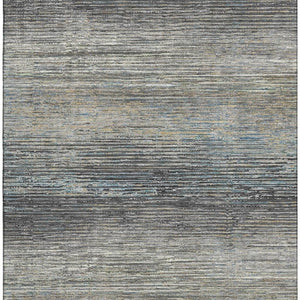 HomeRoots 10' Granite Gray & Silver Striped Washable Area Rug – UV Protected, Stain Resistant for Easy Care! 692631
