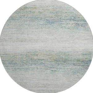 HomeRoots 8' Linen & Ivory Striped Round Rug – Washable, UV-Protected, Durable Design for Busy Homes & High Traffic 692634