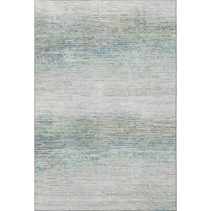 HomeRoots 9' X 12' Stylish Linen & Ivory Striped Area Rug with Washable, UV Protection for Busy Homes 692636