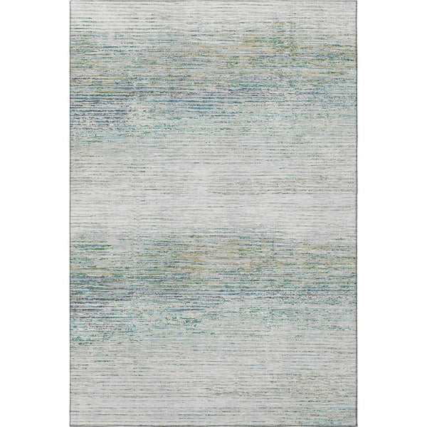 HomeRoots 9' X 12' Stylish Linen & Ivory Striped Area Rug with Washable, UV Protection for Busy Homes 692636