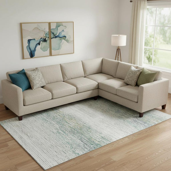 HomeRoots 10' Stylish Linen & Ivory Striped Washable Area Rug with UV Protection for High-Traffic Homes 692637
