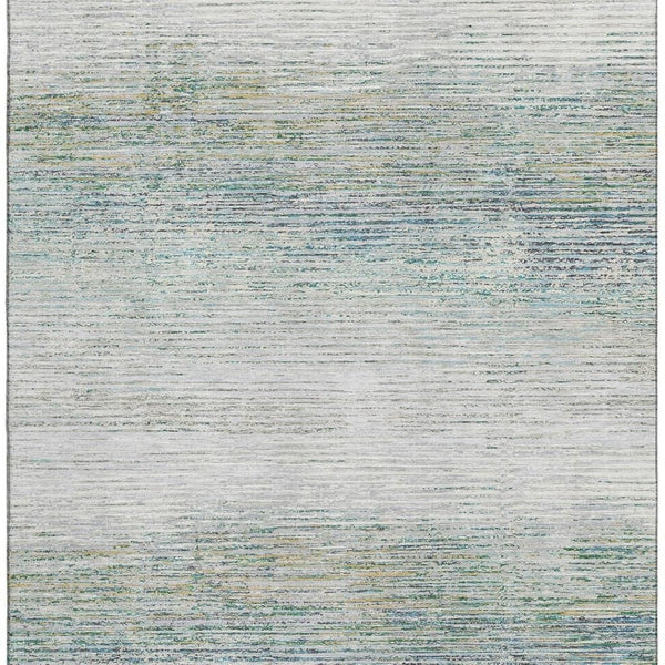 HomeRoots 10' Stylish Linen & Ivory Striped Washable Area Rug with UV Protection for High-Traffic Homes 692637