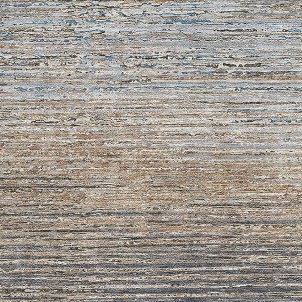 HomeRoots 8' Stylish Pewter Gray & Beige Striped Washable Area Rug with UV Protection for High-Traffic Rooms 692641