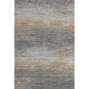 HomeRoots 9' X 12' Stylish Pewter Gray & Beige Striped Washable Area Rug with UV Protection & Non-Slip Backing 692642