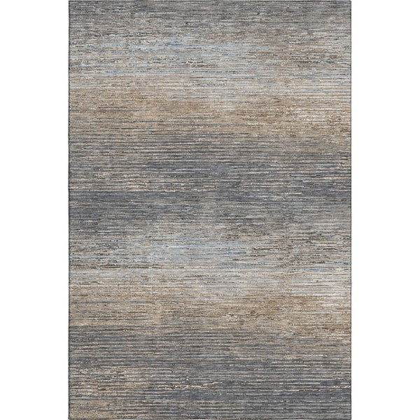 HomeRoots 9' X 12' Stylish Pewter Gray & Beige Striped Washable Area Rug with UV Protection & Non-Slip Backing 692642