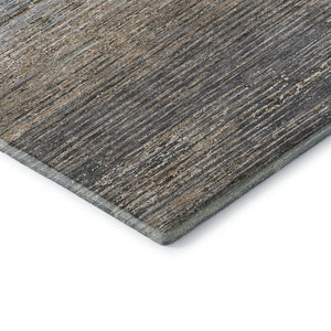 HomeRoots 9' X 12' Stylish Pewter Gray & Beige Striped Washable Area Rug with UV Protection & Non-Slip Backing 692642