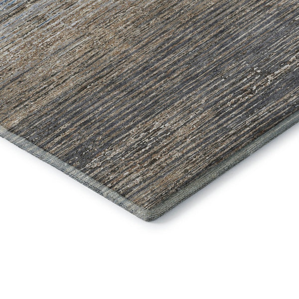 HomeRoots 9' X 12' Stylish Pewter Gray & Beige Striped Washable Area Rug with UV Protection & Non-Slip Backing 692642