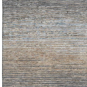 HomeRoots 9' X 12' Stylish Pewter Gray & Beige Striped Washable Area Rug with UV Protection & Non-Slip Backing 692642