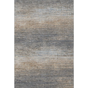 HomeRoots 9' X 12' Stylish Pewter Gray & Beige Striped Washable Area Rug with UV Protection & Non-Slip Backing 692642