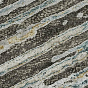 HomeRoots 5' X 8' Elegant Taupe Gray and Silver Striped Washable Area Rug with UV Protection for Any Space 692645