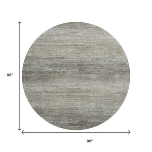 HomeRoots 8' X 8' Striped Taupe Gray & Silver Washable Rug with UV Protection - Stylish & Durable for Any Room 692646