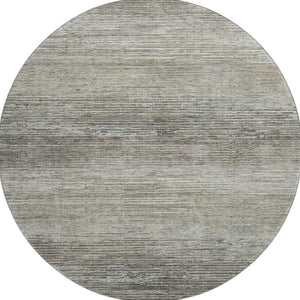 HomeRoots 8' X 8' Striped Taupe Gray & Silver Washable Rug with UV Protection - Stylish & Durable for Any Room 692646