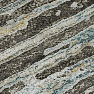 HomeRoots 8' Taupe Gray and Silver Striped Area Rug - Washable, UV Protected, Perfect for High-Traffic Spaces 692647