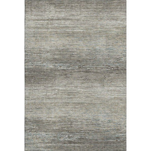 HomeRoots 9' X 12' Stylish Taupe Gray & Silver Striped Washable Area Rug with Non-Slip Backing & UV Protection 692648