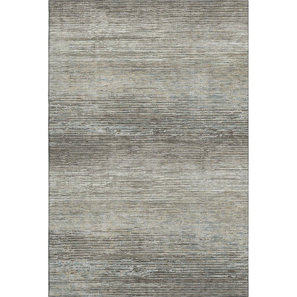 HomeRoots 9' X 12' Stylish Taupe Gray & Silver Striped Washable Area Rug with Non-Slip Backing & UV Protection 692648