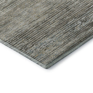 HomeRoots 9' X 12' Stylish Taupe Gray & Silver Striped Washable Area Rug with Non-Slip Backing & UV Protection 692648