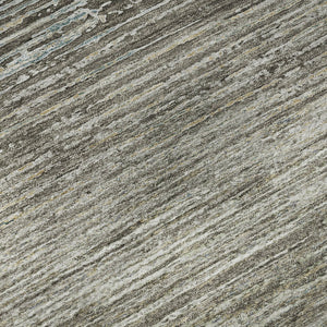 HomeRoots 9' X 12' Stylish Taupe Gray & Silver Striped Washable Area Rug with Non-Slip Backing & UV Protection 692648