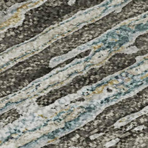 HomeRoots 9' X 12' Stylish Taupe Gray & Silver Striped Washable Area Rug with Non-Slip Backing & UV Protection 692648
