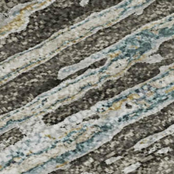 HomeRoots 9' X 12' Stylish Taupe Gray & Silver Striped Washable Area Rug with Non-Slip Backing & UV Protection 692648