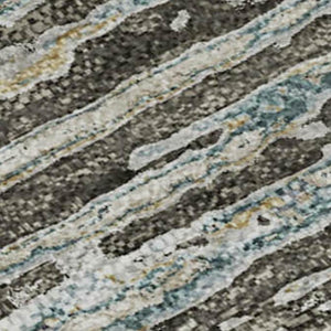 HomeRoots 10' X 14' Stylish Taupe Gray & Silver Striped Washable Area Rug with UV Protection for Home Use 692649