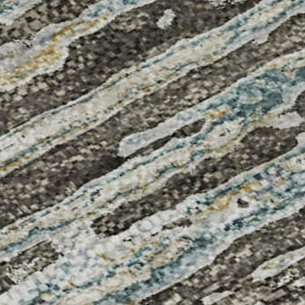 HomeRoots 10' X 14' Stylish Taupe Gray & Silver Striped Washable Area Rug with UV Protection for Home Use 692649