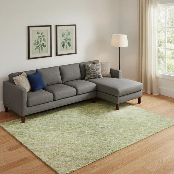HomeRoots 9' X 12' Stylish Artichoke Green Striped Washable Area Rug with UV Protection for Homes & Pets 692654