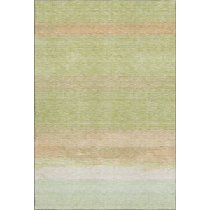 HomeRoots 9' X 12' Stylish Artichoke Green Striped Washable Area Rug with UV Protection for Homes & Pets 692654