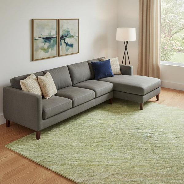 HomeRoots 10' X 14' Artichoke Green Ivory Beige Striped Washable Rug - UV Protected, Stain Resistant Durability 692655