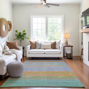 HomeRoots 5' X 8' Colorful Striped Washable Area Rug with UV Protection, Perfect for Homes with Kids & Pets 692657