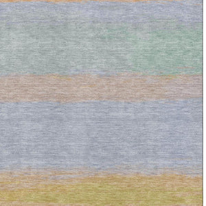 HomeRoots 9' X 12' Striped Area Rug in Lavender, Orange & Teal – Washable, UV Protected & Perfect for Any Space 692660
