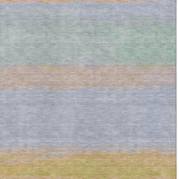 HomeRoots 9' X 12' Striped Area Rug in Lavender, Orange & Teal – Washable, UV Protected & Perfect for Any Space 692660