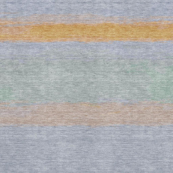 HomeRoots 10' Striped Area Rug in Lavender, Orange & Teal - Washable, UV Protected, Stain-Resistant Design! 692661