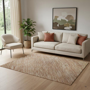 HomeRoots 5' X 8' Salmon And Ivory Striped Washable Area Rug - Stain Resistant, UV Protected, Stylish Comfort 692663