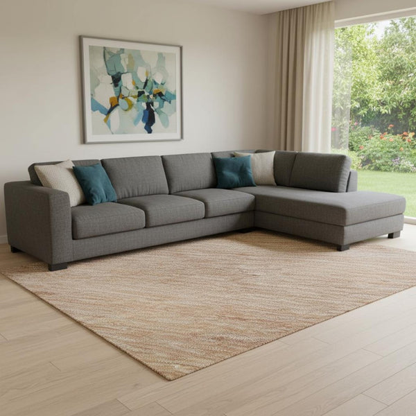 HomeRoots 8' Salmon and Ivory Striped Washable Area Rug - Durable, UV-Protected, Stain-Resistant for Homes 692665