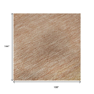 HomeRoots 9' X 12' Salmon & Ivory Striped Washable Area Rug – Durable, UV-Protected, Ideal for Busy Homes 692666