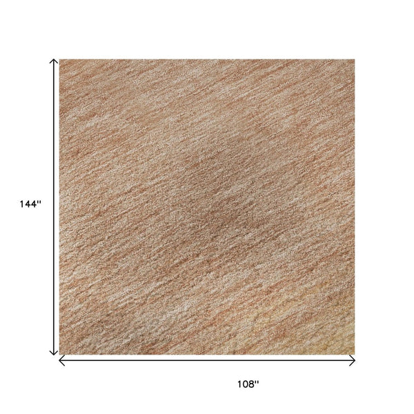 HomeRoots 9' X 12' Salmon & Ivory Striped Washable Area Rug – Durable, UV-Protected, Ideal for Busy Homes 692666
