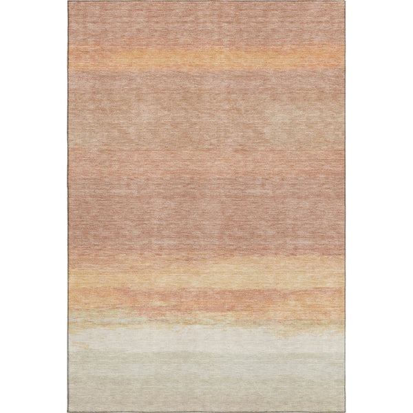 HomeRoots 10' X 14' Salmon Striped Washable Area Rug - UV Protected, Stain Resistant, Perfect for Family Spaces 692667