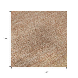 HomeRoots 10' X 14' Salmon Striped Washable Area Rug - UV Protected, Stain Resistant, Perfect for Family Spaces 692667
