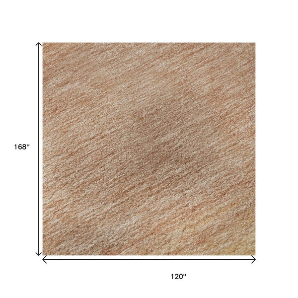 HomeRoots 10' X 14' Salmon Striped Washable Area Rug - UV Protected, Stain Resistant, Perfect for Family Spaces 692667