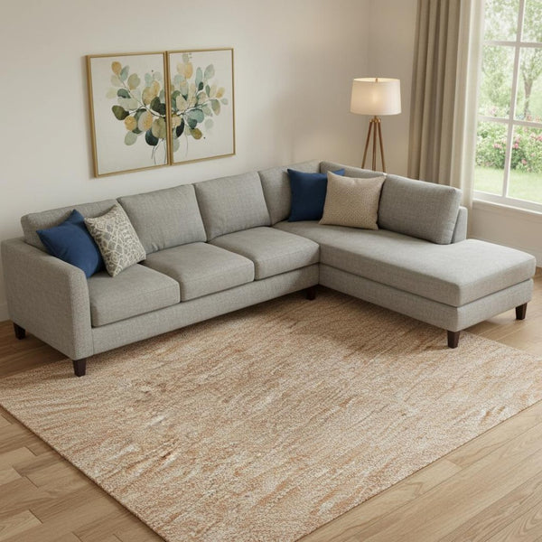 HomeRoots 10' X 14' Salmon Striped Washable Area Rug - UV Protected, Stain Resistant, Perfect for Family Spaces 692667