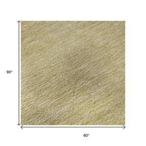 HomeRoots 5' X 8' Durable Tan Yellow Beige Striped Area Rug – Washable, UV Protected, Perfect for Families! 692669