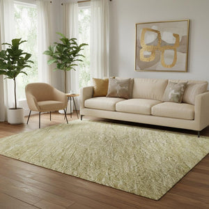 HomeRoots 5' X 8' Durable Tan Yellow Beige Striped Area Rug – Washable, UV Protected, Perfect for Families! 692669