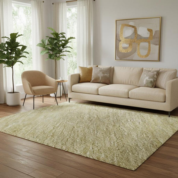 HomeRoots 5' X 8' Durable Tan Yellow Beige Striped Area Rug – Washable, UV Protected, Perfect for Families! 692669