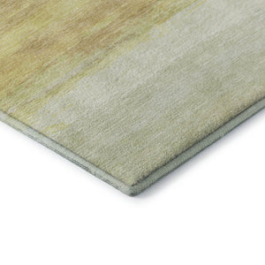 HomeRoots 8' X 8' Washable Round Rug in Striped Tan, Yellow & Beige - UV Protected, Stain Resistant, Durable Design 692670
