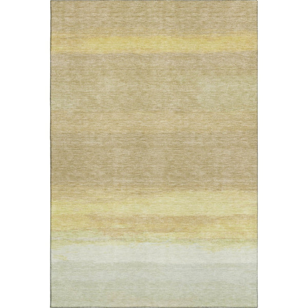 HomeRoots 8' Tan Yellow Beige Striped Area Rug - Washable, UV Protected, Durable for Kids & Pets, Stylish Decor 692671